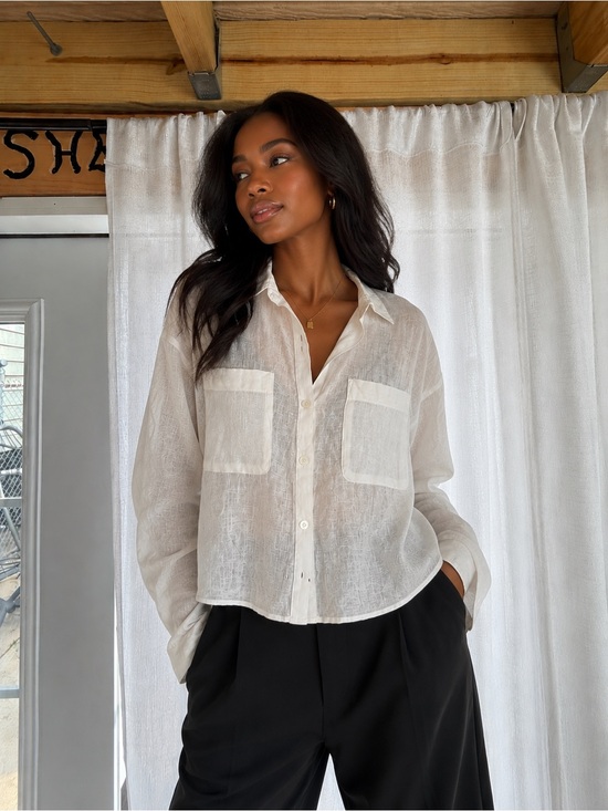 Rachel Zoe Tops - Rachel Zoe Sheer White Button-Down Shirt